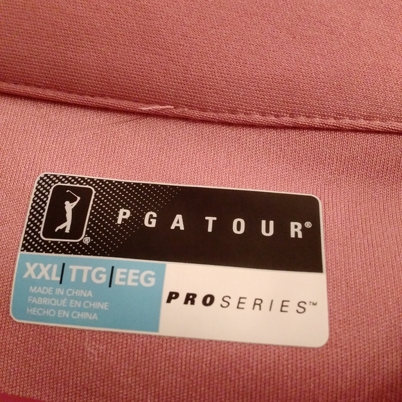 PGA  pro series polo golf shirt XXL Mauve with stripes 100% polyester Polo shi… - Picture 3 of 14